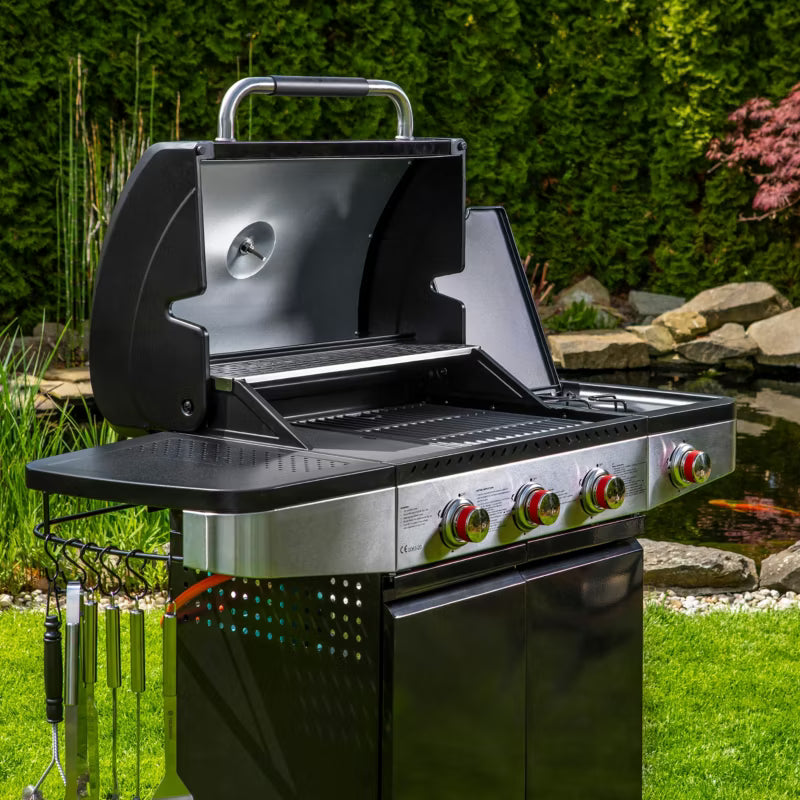 Gasgrill FZG 3013 122x57 cm Sort med 3+1 Brændere