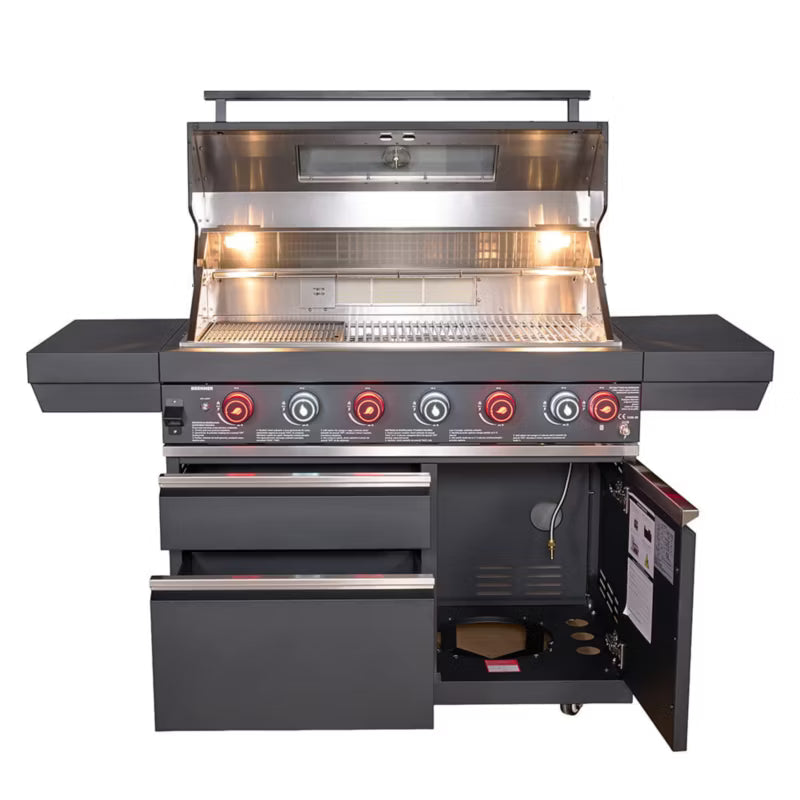 Gasgrill GB601 6+1 Brændere 90x45 cm Sort