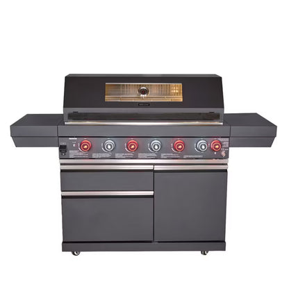 Gasgrill GB601 6+1 Brændere 90x45 cm Sort