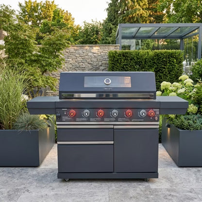 Gasgrill GB601 6+1 Brændere 90x45 cm Sort