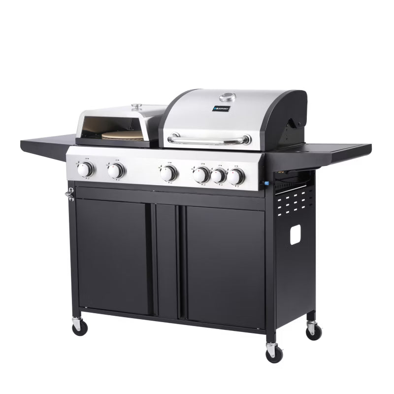 Gasgrill GG501P 3-i-1 med Pizzaovn og Støbejernsrist Sølv