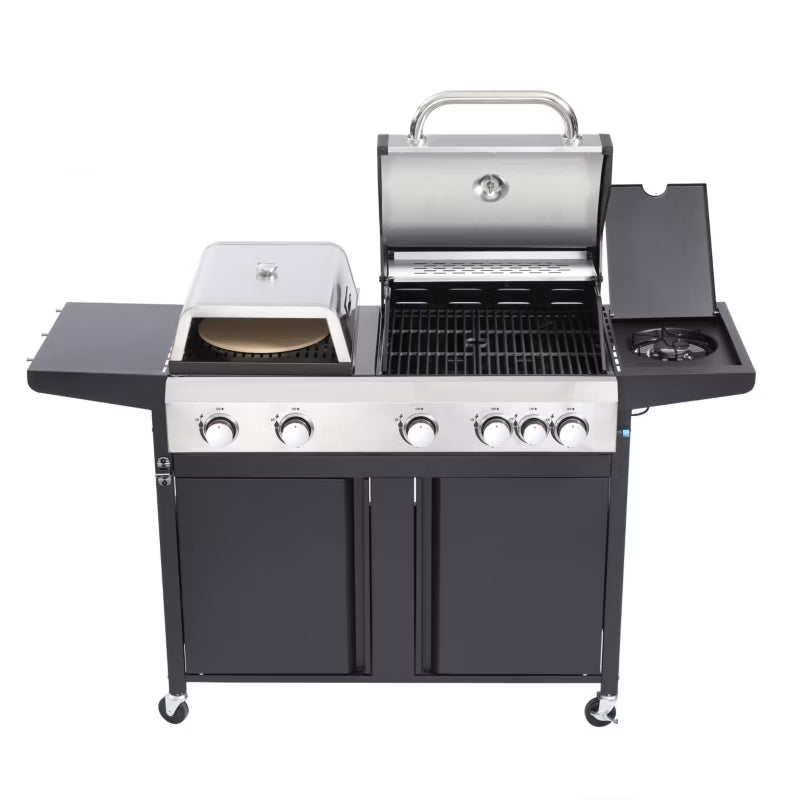 Gasgrill GG501P 3-i-1 med Pizzaovn og Støbejernsrist Sølv