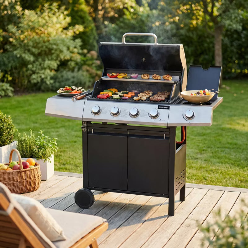 Gasgrill GGG42 4+1 Brændere Støbejernsrist Sort
