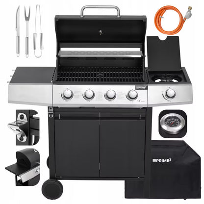 Gasgrill GGG42 4+1 Brændere Støbejernsrist Sort