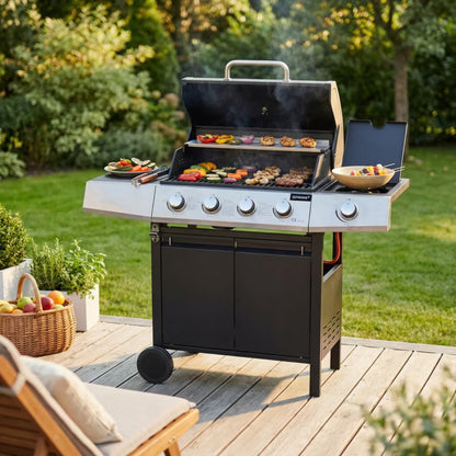 Gasgrill GGG42 4+1 Brændere Støbejernsrist Sort