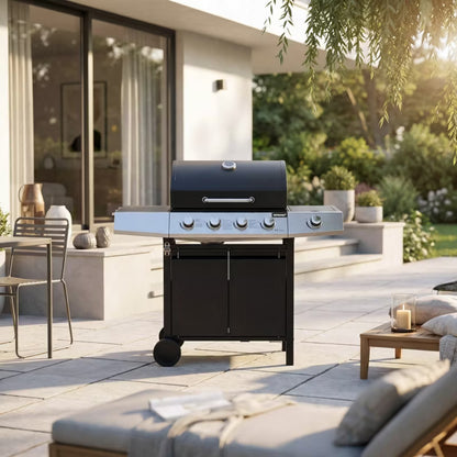 Gasgrill GGG42 4+1 Brændere Støbejernsrist Sort
