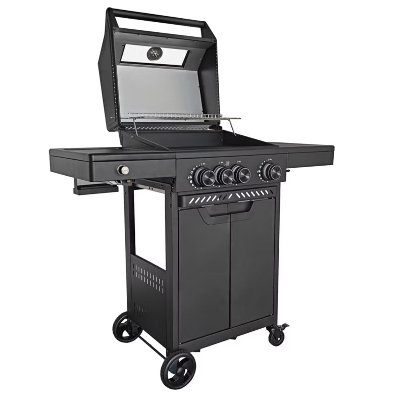 Gasgrill HEATWAVE 3+1 113,4x49,2 cm Sort med LED