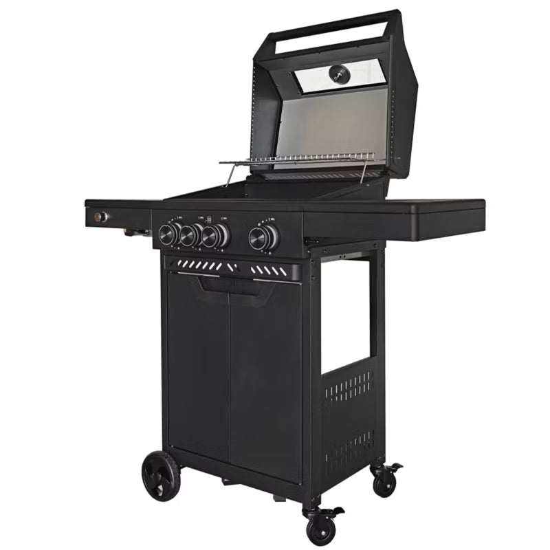 Gasgrill HEATWAVE 3+1 113,4x49,2 cm Sort med LED
