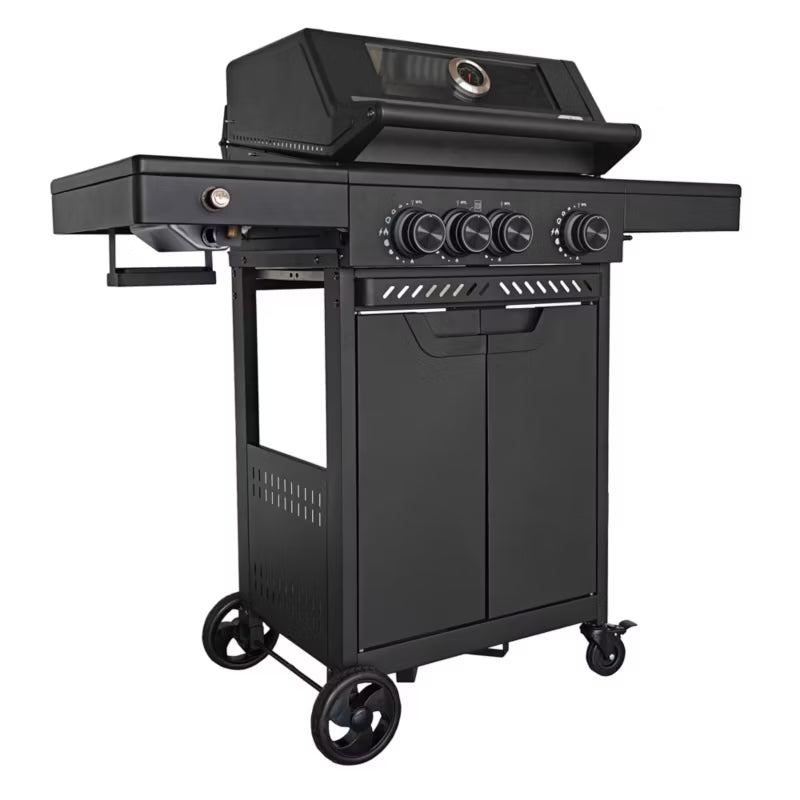 Gasgrill HEATWAVE 3+1 113,4x49,2 cm Sort med LED