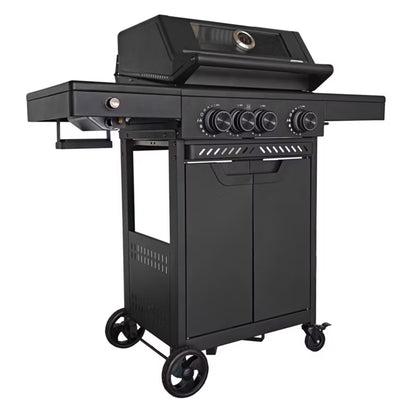 Gasgrill HEATWAVE 3+1 113,4x49,2 cm Sort med LED