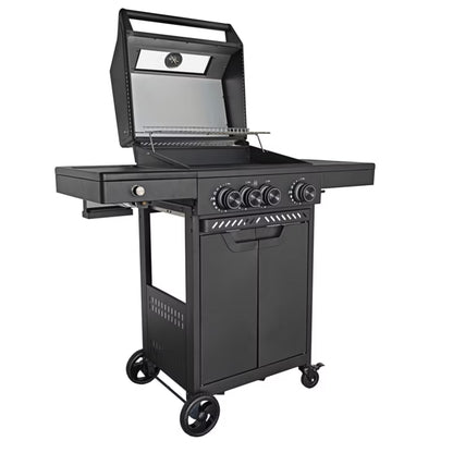 Gasgrill HEATWAVE 3+1 113,4x49,2 cm Sort med LED