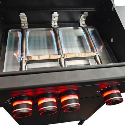 Gasgrill HEATWAVE 3+1 113,4x49,2 cm Sort med LED