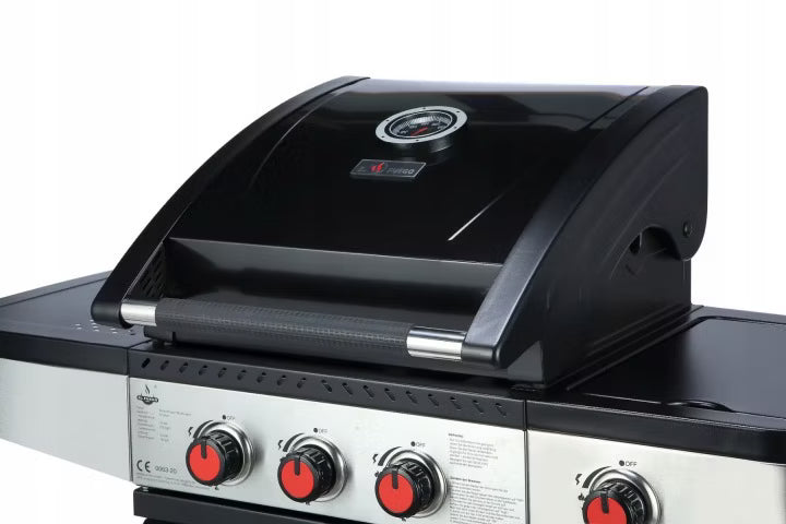 Gasgrill Houston 3+1 110x56,5 cm Sort 11,5 kW