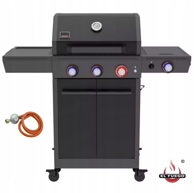 Gasgrill KEY WEST 3+1 122x58 cm Sort