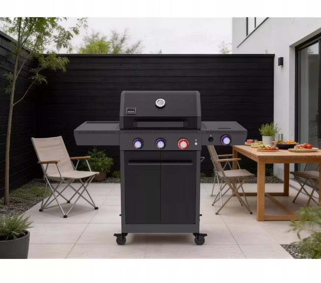 Gasgrill KEY WEST 3+1 122x58 cm Sort
