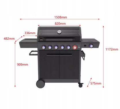 Gasgrill KEY WEST 6+1 150,5x116,5 cm Sort 22 kW