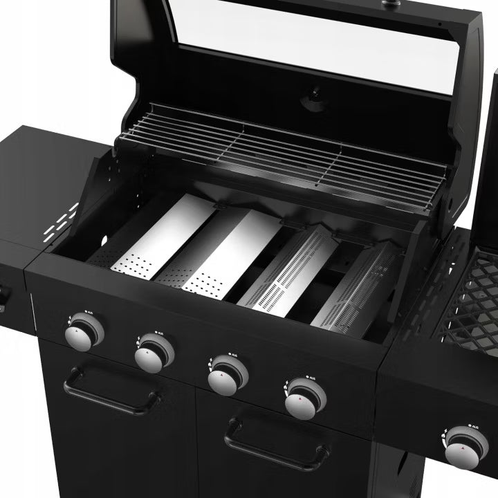 Gasgrill Kingston 4+1 med Støbejernsrist Sort