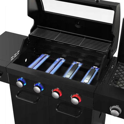 Gasgrill Kingston 4+1 med Støbejernsrist Sort