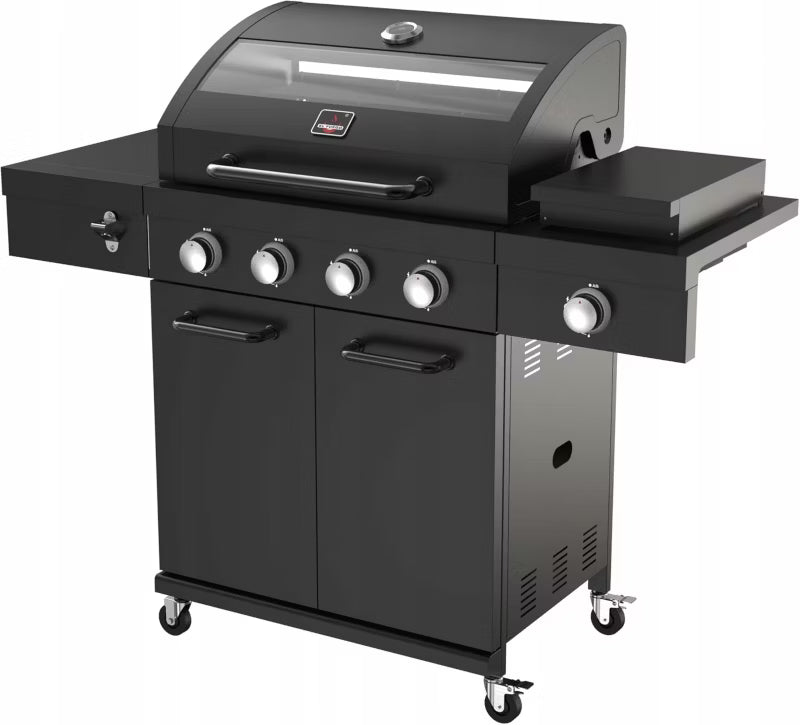 Gasgrill Kingston 4+1 med Støbejernsrist Sort