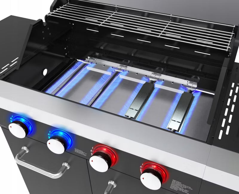 Gasgrill Kingston 4+1 139x119 cm Sort med LED
