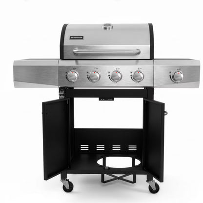 Gasgrill KJ001 4+1 Brændere Sort Rustfrit Stål