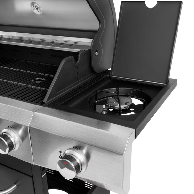Gasgrill KJ001 4+1 Brændere Sort Rustfrit Stål