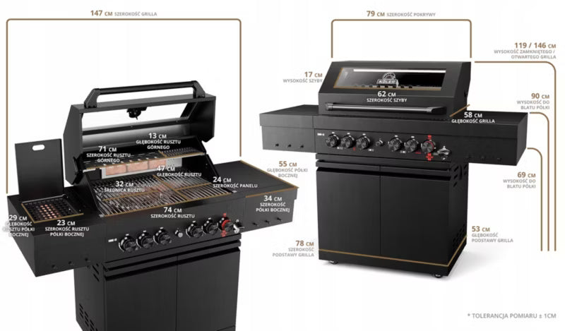 Gasgrill KK-S3/B 21,6 kW Sort Rustfrit Stål