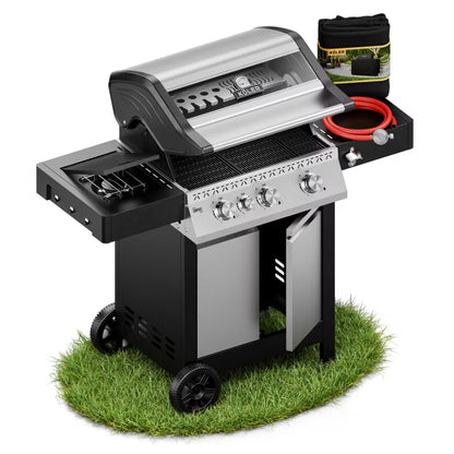 Gasgrill Krone Compact 15,5 kW 133x61 cm Sølv og Sort med Støbejernsrist