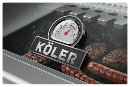 Gasgrill Krone Compact 15,5 kW 133x61 cm Sølv og Sort med Støbejernsrist