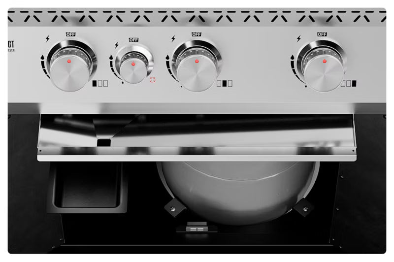 Gasgrill Krone Compact 15,5 kW 133x61 cm Sølv og Sort med Støbejernsrist
