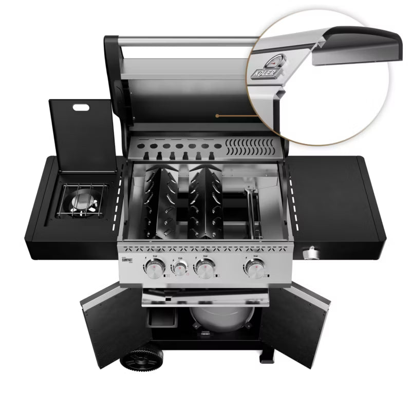 Gasgrill Krone Compact 15,5 kW 133x61 cm Sølv og Sort med Støbejernsrist