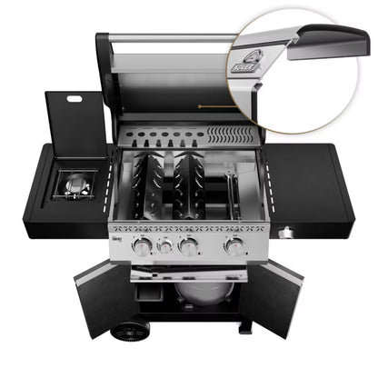 Gasgrill Krone Compact 15,5 kW 133x61 cm Sølv og Sort med Støbejernsrist