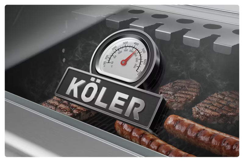 Gasgrill Krone Compact 15,5 kW 133x61 cm Sølv og Sort med Støbejernsrist