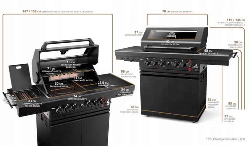 Gasgrill Krone S2 21,6 kW Sort Rustfrit Stål