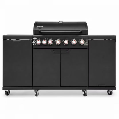 Gasgrill KUCHNIA 6+1 160x49 cm Sort med Sidebrænder