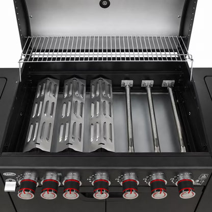 Gasgrill KUCHNIA 6+1 160x49 cm Sort med Sidebrænder