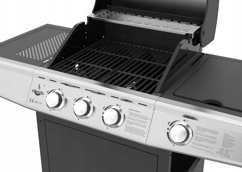 Gasgrill Miami 110x57 cm Sort med Sidebrænder