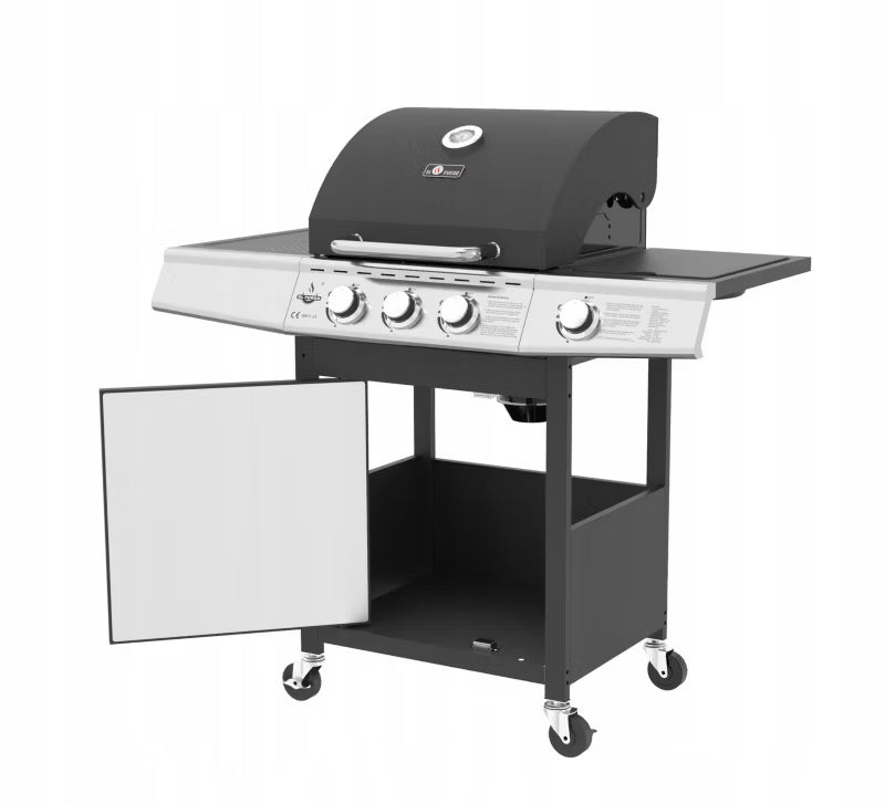 Gasgrill Miami 110x57 cm Sort med Sidebrænder