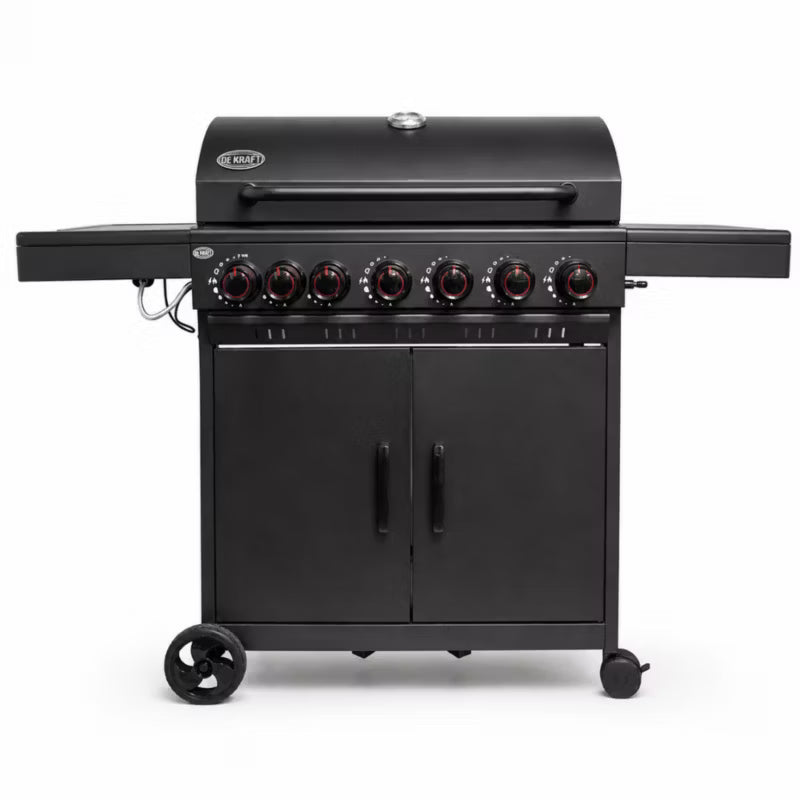 Gasgrill Nevada XXL 6+1 Brændere 15,1 kW Sort med Støbejernsrist