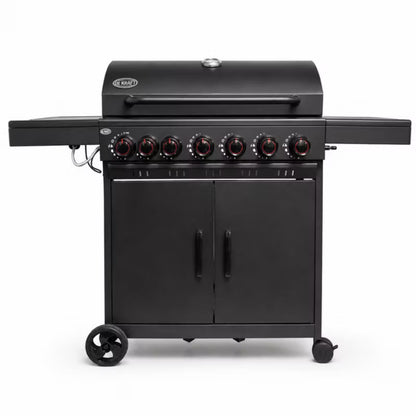 Gasgrill Nevada XXL 6+1 Brændere 15,1 kW Sort med Støbejernsrist