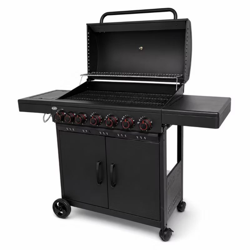 Gasgrill Nevada XXL 6+1 Brændere 15,1 kW Sort med Støbejernsrist