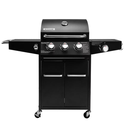 Gasgrill NL001 3+1 Brændere Støbejernsrist Sort
