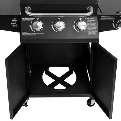 Gasgrill NL001 3+1 Brændere Støbejernsrist Sort