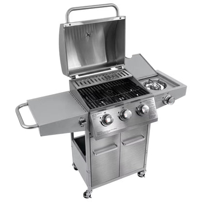 Gasgrill NL002 3+1 Brændere Rustfrit Stål med Støbejernsrist