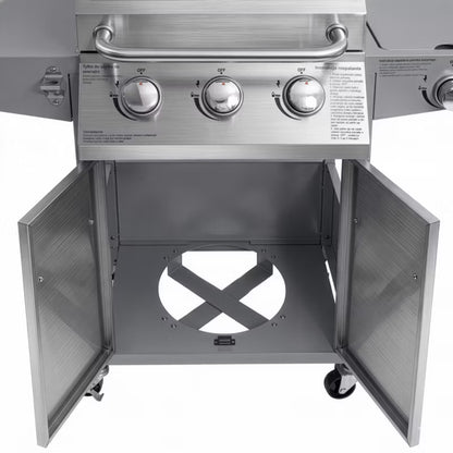 Gasgrill NL002 3+1 Brændere Rustfrit Stål med Støbejernsrist