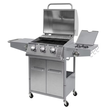 Gasgrill NL002 3+1 Brændere Rustfrit Stål med Støbejernsrist