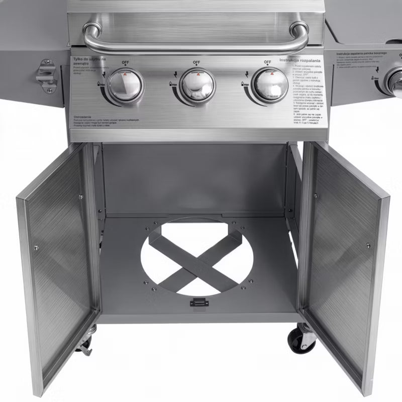 Gasgrill NL002 3+1 Brændere Rustfrit Stål med Støbejernsrist