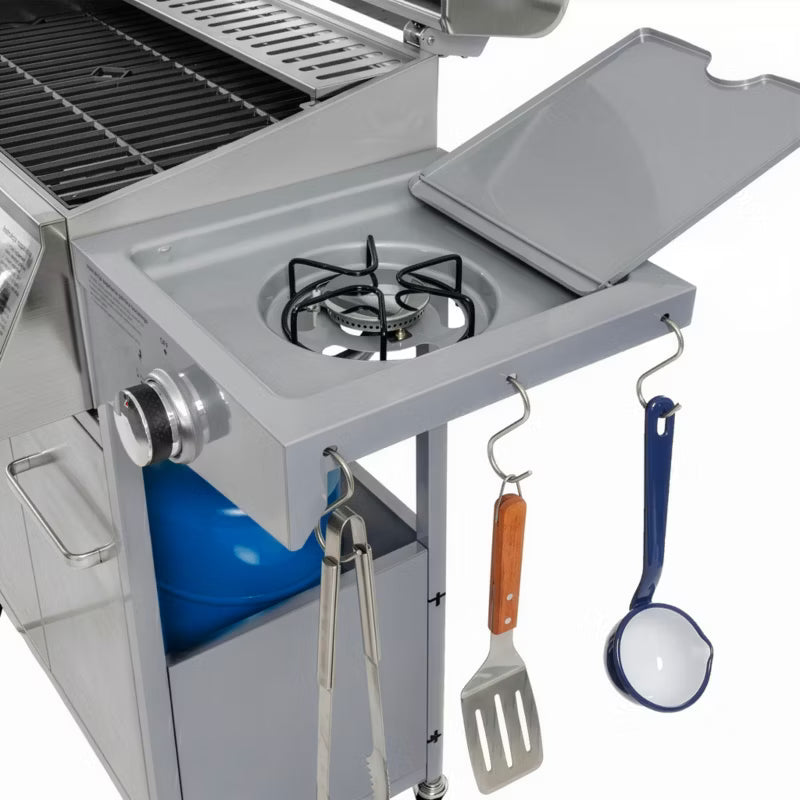 Gasgrill NL002 3+1 Brændere Rustfrit Stål med Støbejernsrist