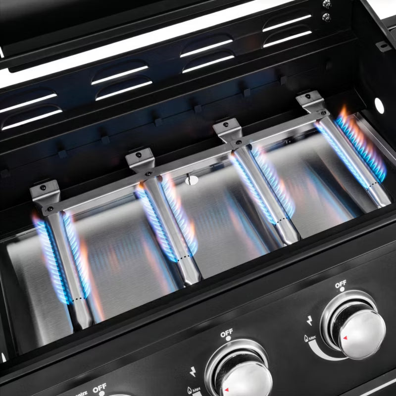 Gasgrill NL003 4+1 Brændere Støbejernsrist Sort
