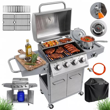 Gasgrill NL004 4+1 Brændere Rustfrit Stål